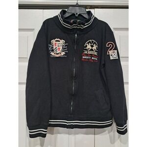 La Martina Jodhpur Black Polo High Neck Full Zip Activewear Jacket Size M